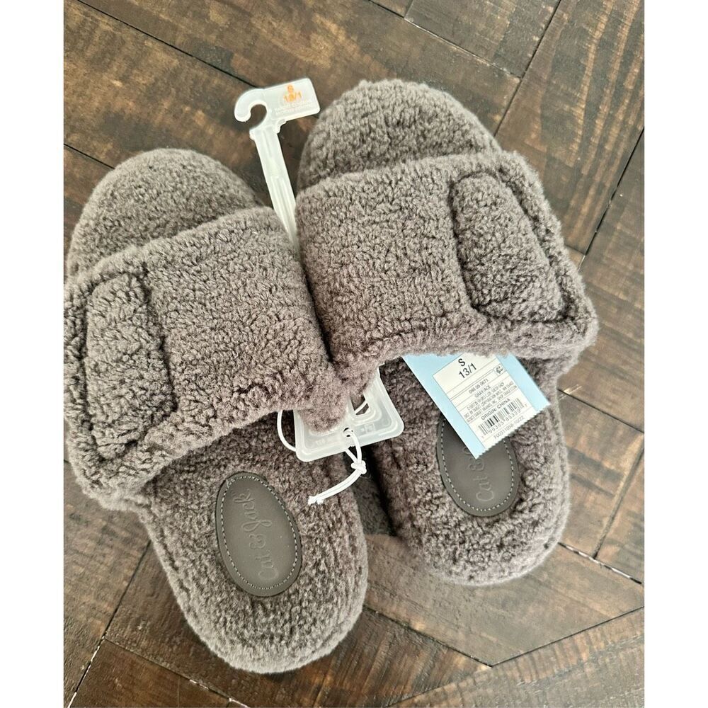 🌸 Cat & Jack Kids Gray Slide Slippers Size Youth 13/1 New